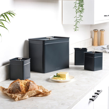 Salter Marino 4pc Bread Bin & Canister Set - Blue/Grey - S/STEEL KITCHENWARE - Beattys of Loughrea