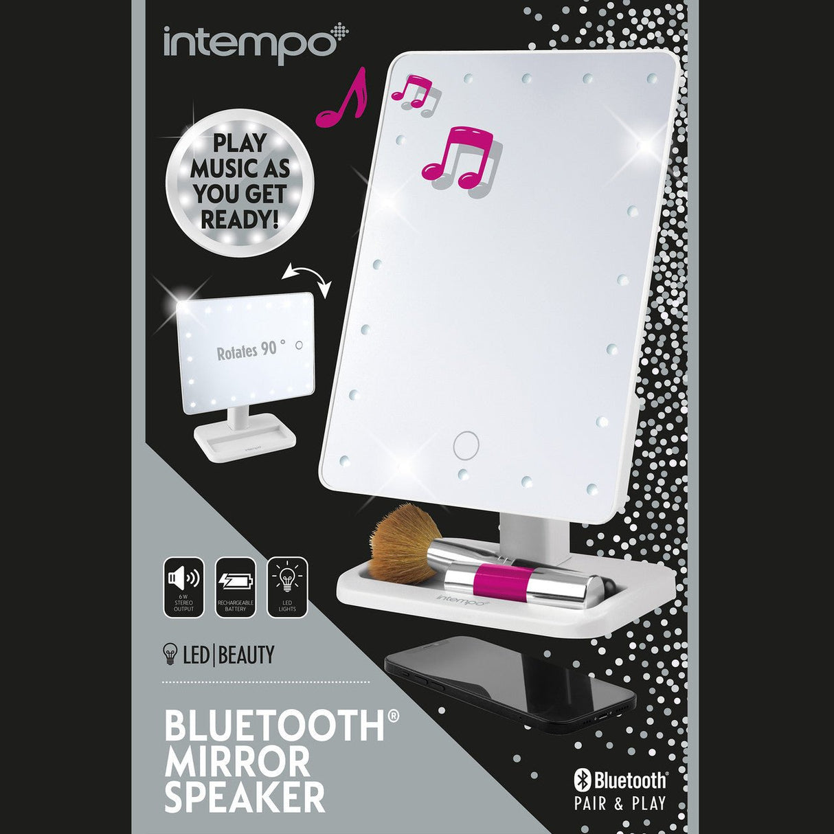 Intempo Bluetooth Mirror Speaker - White - SPEAKERS HIFI MP3 PC - Beattys of Loughrea