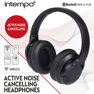 Intempo Active Noise Cancelling Headphones Black - HEADPHONES / EARPHONES/ MICROPHONE - Beattys of Loughrea