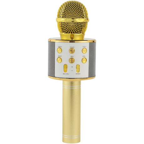 Intempo Wireless Karaoke Microphone Speaker White/Gold - SPEAKERS HIFI MP3 PC - Beattys of Loughrea