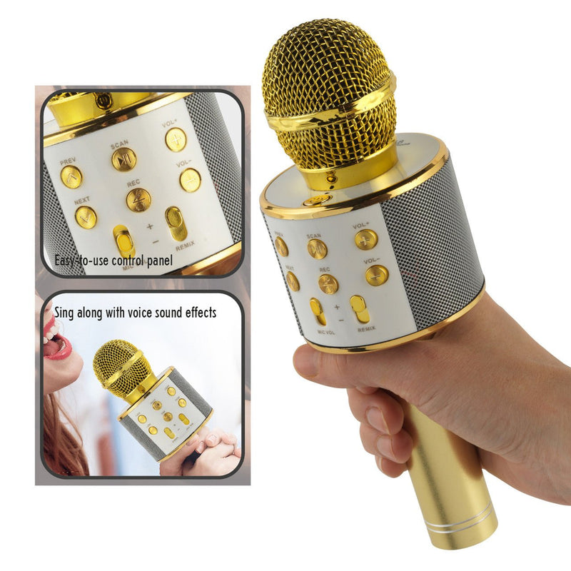 Intempo Wireless Karaoke Microphone Speaker White/Gold - SPEAKERS HIFI MP3 PC - Beattys of Loughrea