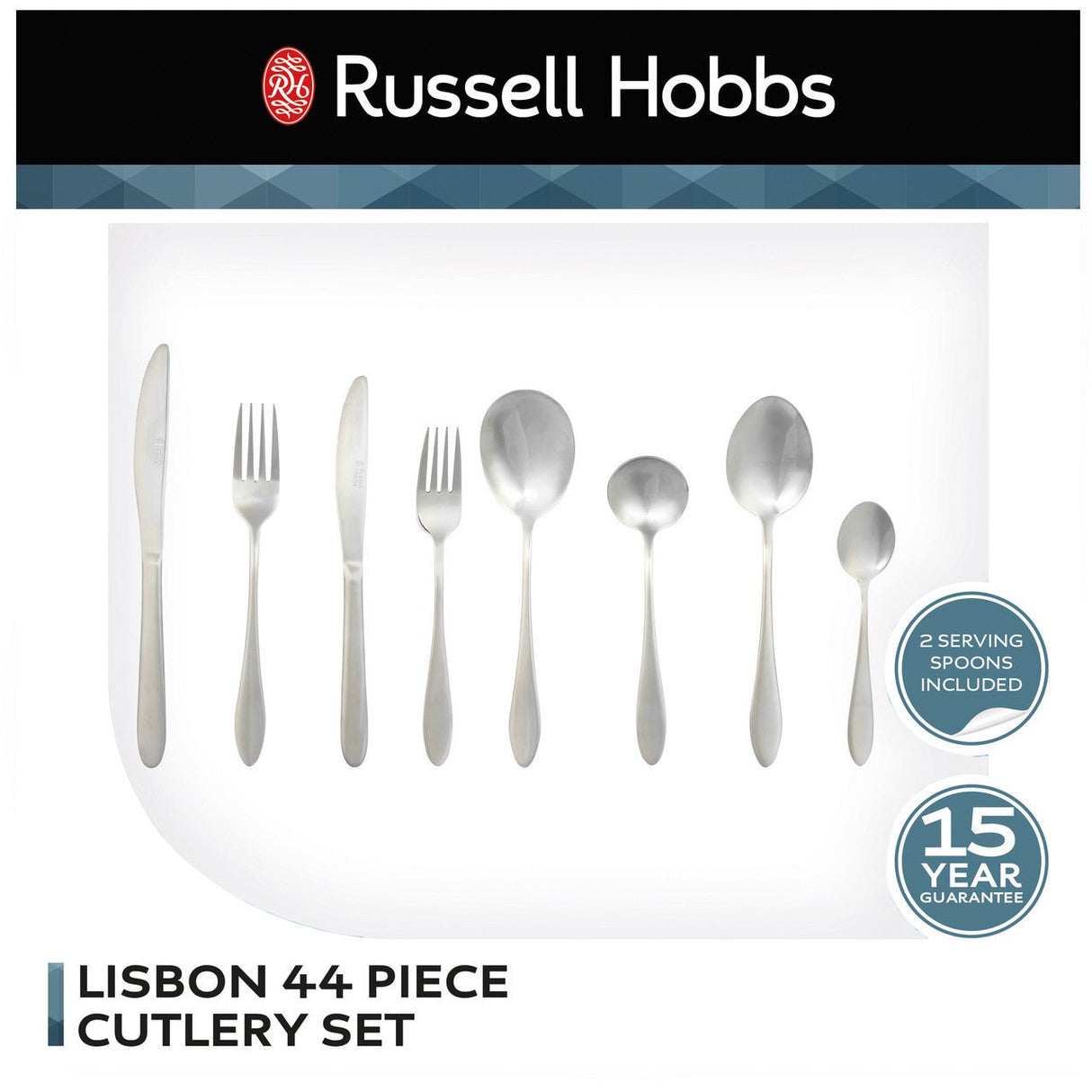 Russell Hobbs Lisbon 44 Piece Cutlery Set - CUTLERY/KNIFE SET/BLOCK - Beattys of Loughrea