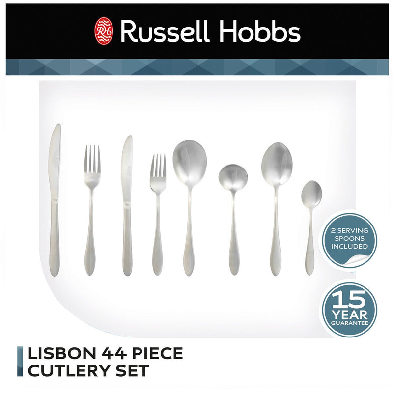 Russell Hobbs Lisbon 44 Piece Cutlery Set - CUTLERY/KNIFE SET/BLOCK - Beattys of Loughrea