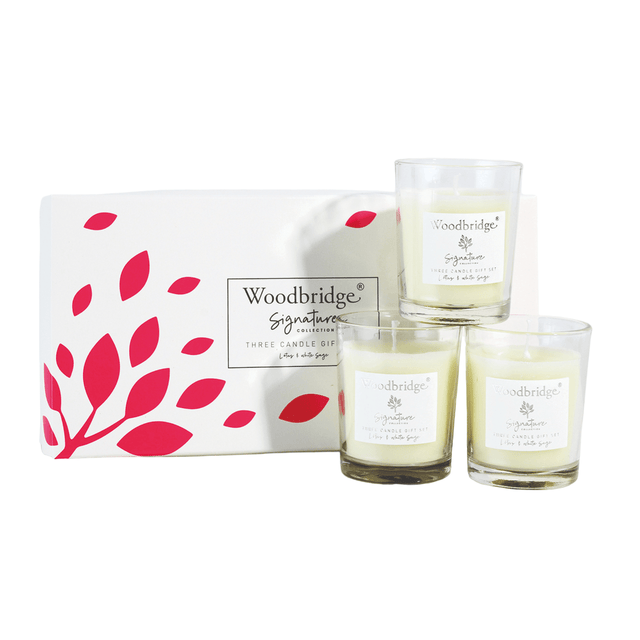 Lotus & White Sage Boxed Three Votive Candle Set by Woodbridge 3x50g - CANDLES - Beattys of Loughrea