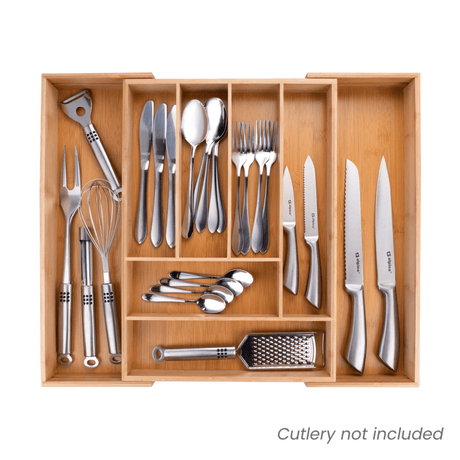 Bamboo Extendable Cutlery Tray - WOODEN KITCHENWARE /ACCESSORIES - Beattys of Loughrea