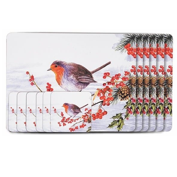 Newgrange Living Christmas Robin Placemats And Coaster Set Of 6 - MUG SETS - Beattys of Loughrea