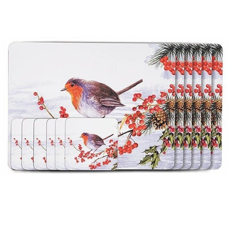 Newgrange Living Christmas Robin Placemats And Coaster Set Of 6 - MUG SETS - Beattys of Loughrea