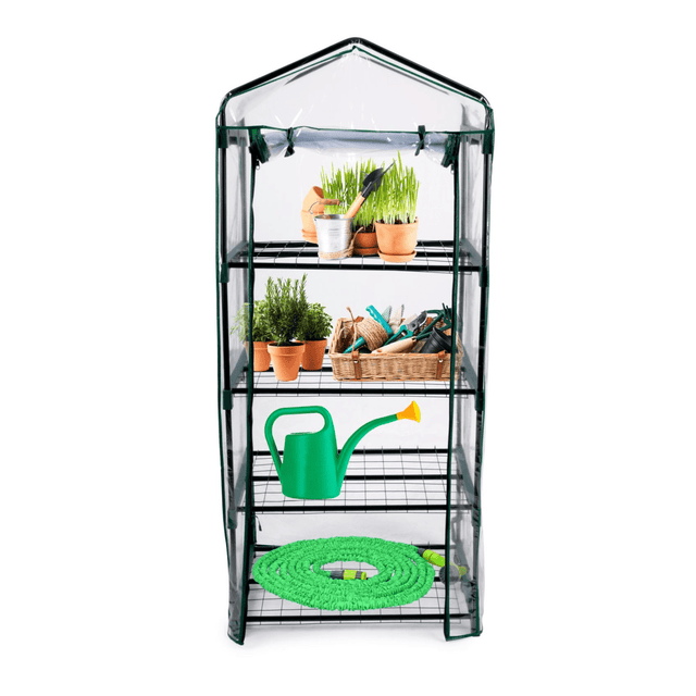 Kinzo 4 Tier Plastic Garden Greenhouse 69 x 49 x 160cm - GREENHOUSE & ACCESSORIES - Beattys of Loughrea