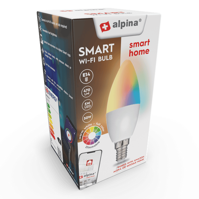 Alpina Smart Bulb RGB/ Warm White E14 5W - LED BULBS - Beattys of Loughrea