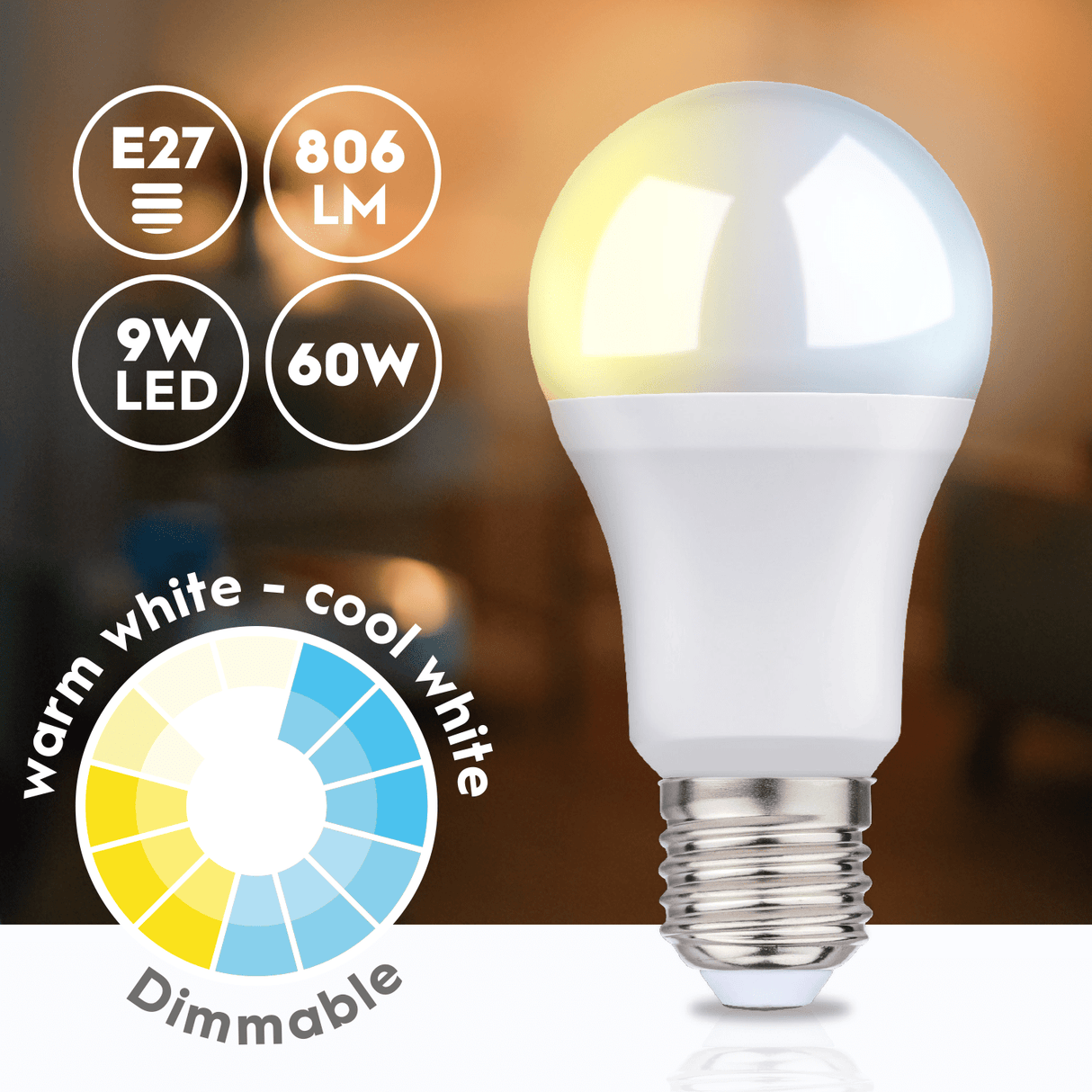 Alpina Smart Bulb Warm / Cool White E27 9W - LED BULBS - Beattys of Loughrea