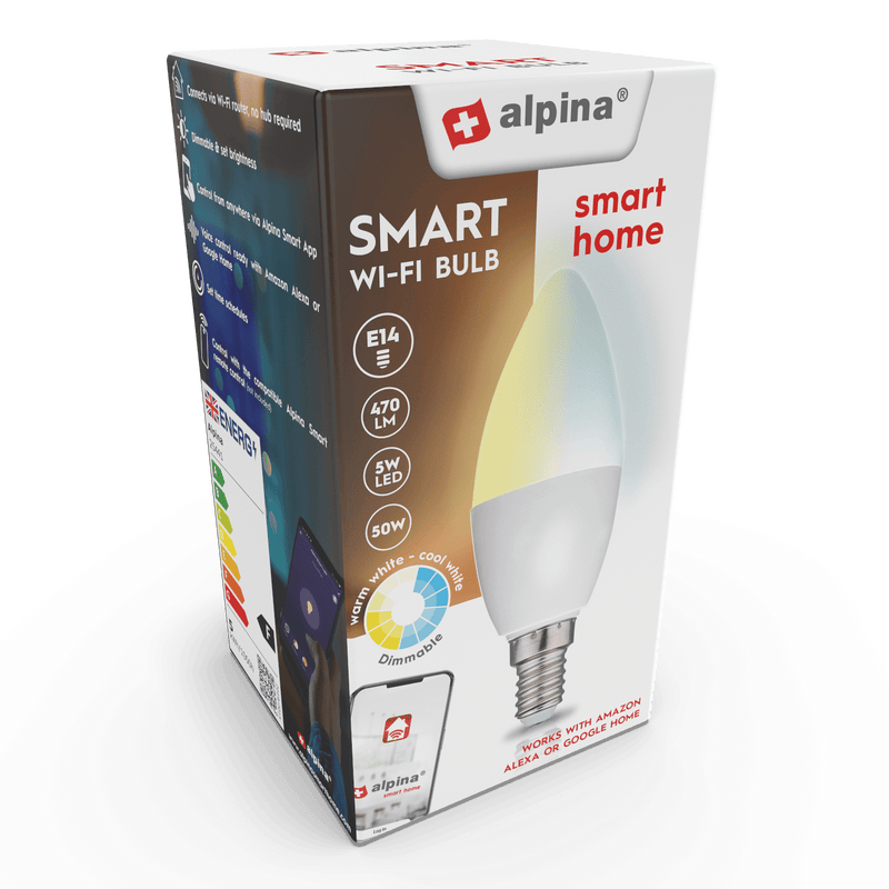 Alpina Smart Bulb Warm / Cool White E14 5W - LED BULBS - Beattys of Loughrea