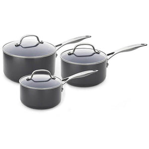 GreenPan Venice Pro Hard Anodised Ceramic Non-Stick 3 Piece Saucepan Set - COOKWARE - S/STEEL - Beattys of Loughrea