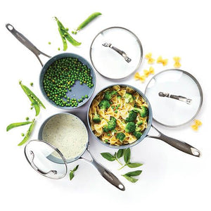 GreenPan Venice Pro Hard Anodised Ceramic Non-Stick 3 Piece Saucepan Set - COOKWARE - S/STEEL - Beattys of Loughrea