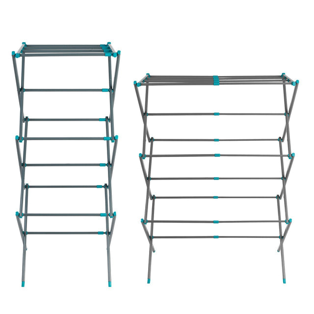 Beldray Three Tier Expandable Clothes Airer Turquoise and Grey - CLEANING CLOTHES AIRER - Beattys of Loughrea