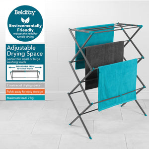 Beldray Three Tier Expandable Clothes Airer Turquoise and Grey - CLEANING CLOTHES AIRER - Beattys of Loughrea