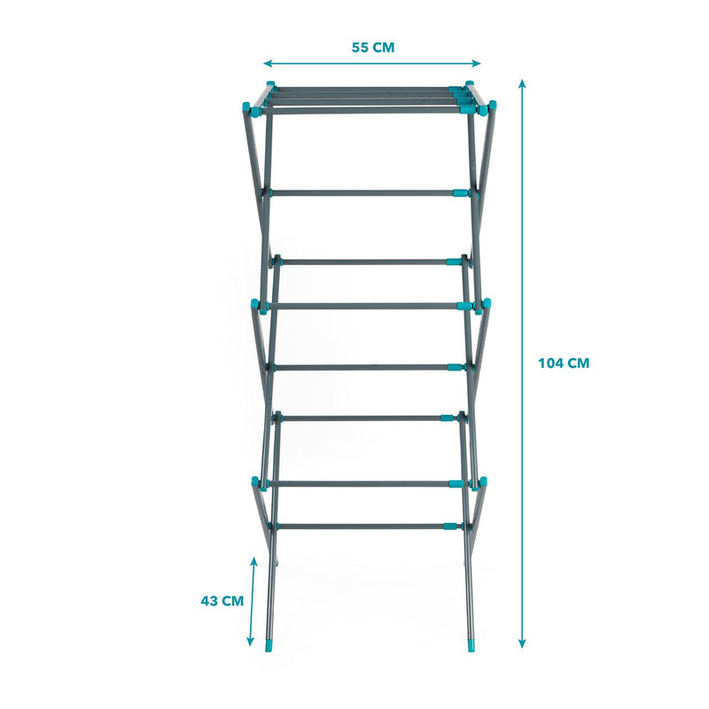 Beldray Three Tier Expandable Clothes Airer Turquoise and Grey - CLEANING CLOTHES AIRER - Beattys of Loughrea