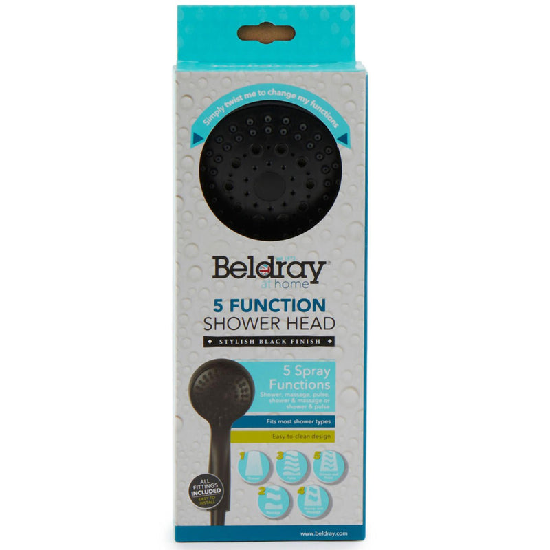Beldray Black Shower Head, 5 Spray Modes - ELECT SHOWER ACCESSORIES - Beattys of Loughrea