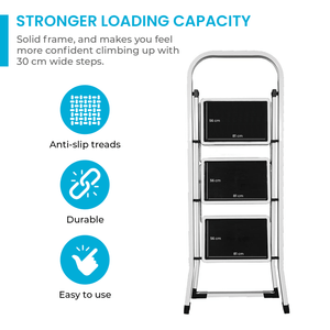 Highlands Non-Slip 3 Step Metal Step Ladder - STEPLADDER - Beattys of Loughrea