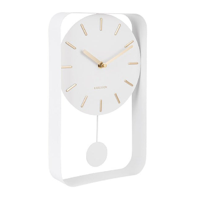 Karlsson Wall Clock Pendulum Charm Small White - CLOCKS - Beattys of Loughrea