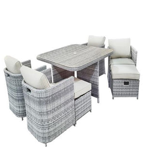 Capri 4 Seater Rattan Cube Set - WOOD / RATTAN GDN FURN SET 4+ SEATS - Beattys of Loughrea