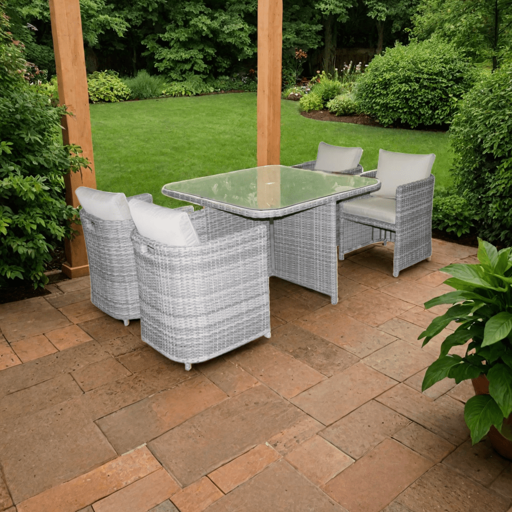 Capri 4 Seater Rattan Cube Set - WOOD / RATTAN GDN FURN SET 4+ SEATS - Beattys of Loughrea