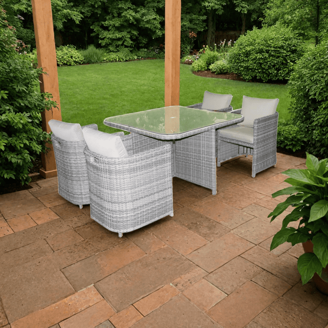 Capri 4 Seater Rattan Cube Set - WOOD / RATTAN GDN FURN SET 4+ SEATS - Beattys of Loughrea