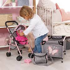 Dolls Buggy Set Grey & Pink - DOLL ACCESSORIES/PRAMS - Beattys of Loughrea