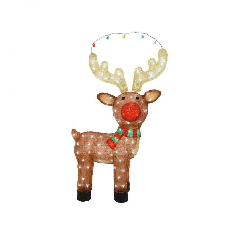 LED Acrylic Reindeer with Red Nose 85cm - XMAS ROOM DECORATION LARGE AND LIGHT UP - Beattys of Loughrea