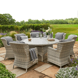Eden Rose 8 Seater Oval Rattan Set - 2.2m - WOOD / RATTAN GDN FURN SET 4+ SEATS - Beattys of Loughrea