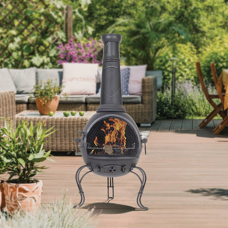 Murcia Extra Large Cast Iron Chimenea with Grill - BBQ - CHARCOAL - Beattys of Loughrea