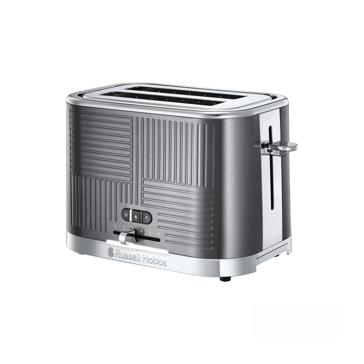 Russell Hobbs 25250 Geo Steel 2 Slice Toaster Grey - TOASTERS - Beattys of Loughrea