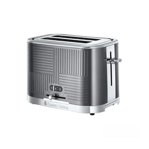 Russell Hobbs 25250 Geo Steel 2 Slice Toaster Grey - TOASTERS - Beattys of Loughrea