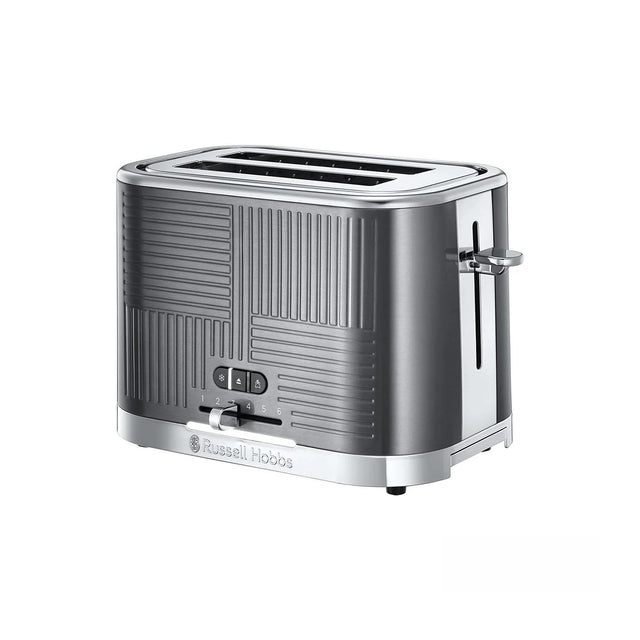 Russell Hobbs 25250 Geo Steel 2 Slice Toaster Grey - TOASTERS - Beattys of Loughrea