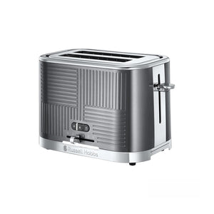 Russell Hobbs 25250 Geo Steel 2 Slice Toaster Grey - TOASTERS - Beattys of Loughrea