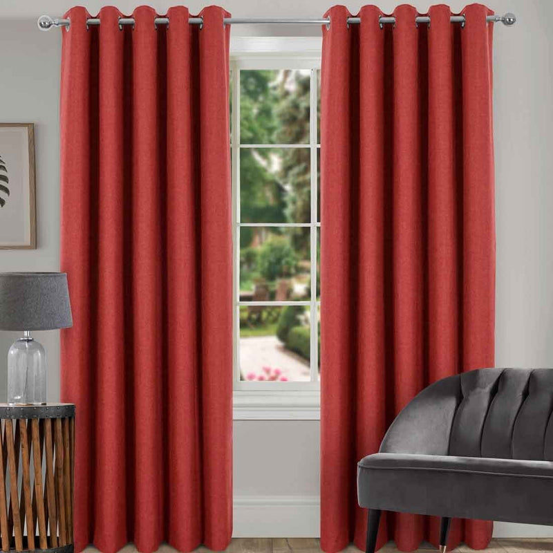 Spencer Terracotta Blackout Eyelet Curtains 90 x 90 - CURTAINS - READY MADE - Beattys of Loughrea