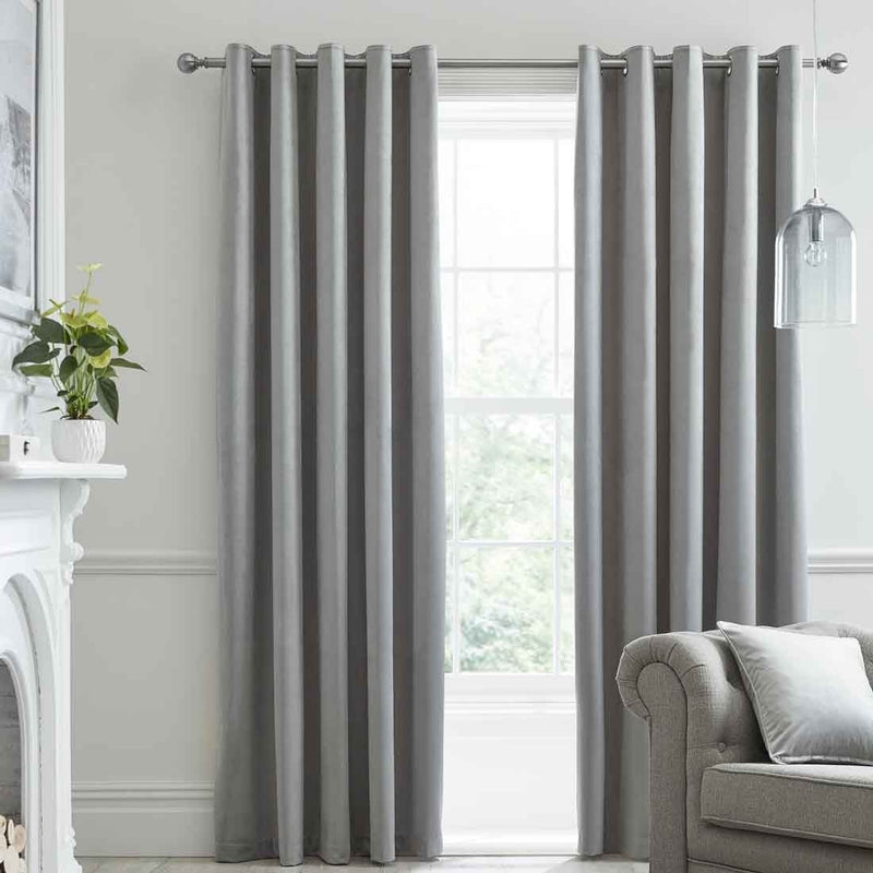 Montrose Silver Blackout Eyelet Curtains 90 x 90 - CURTAINS - READY MADE - Beattys of Loughrea