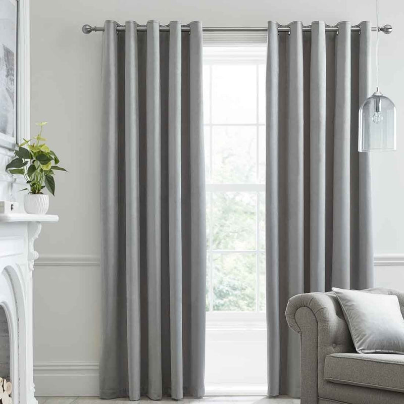 Montrose Silver Blackout Eyelet Curtains 66 x 72 - CURTAINS - READY MADE - Beattys of Loughrea
