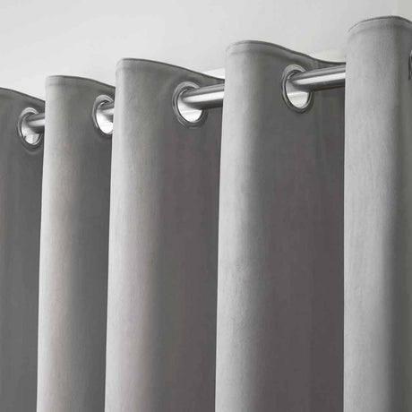 Montrose Silver Blackout Eyelet Curtains 66 x 72 - CURTAINS - READY MADE - Beattys of Loughrea