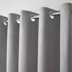 Montrose Silver Blackout Eyelet Curtains 66 x 72 - CURTAINS - READY MADE - Beattys of Loughrea