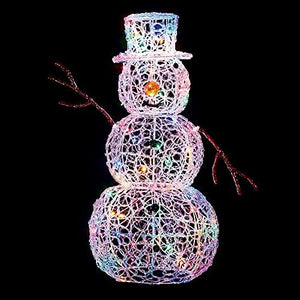 LED Soft Acrylic Snowman Multi Coloured 80LED - 90cm - XMAS LIGHTED OUTDOOR DECOS - Beattys of Loughrea