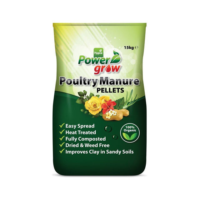 Hygeia Powergrow Poultry Manure Pellets 15KG - FERTILISER GRANULAR/SOLUBLE/LIQ - Beattys of Loughrea