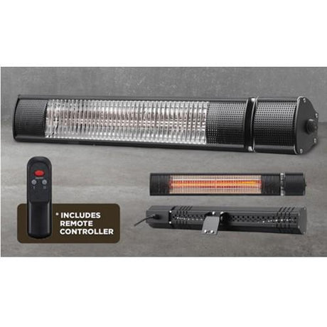 Safeline Electric Patio Heater Black with Remote Control 2KW - HALOGEN/ PARAGLOW HEATER - Beattys of Loughrea