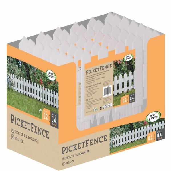 Plastic PicketFence, White, 20cm x 1.6m - NETTING, MESH, WEED BLOCK - Beattys of Loughrea