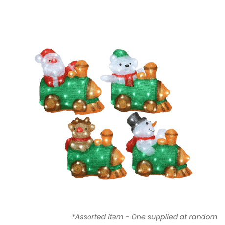 Led Light Up Acrylic Train Single - 34.5cm - XMAS LIGHTED OUTDOOR DECOS - Beattys of Loughrea