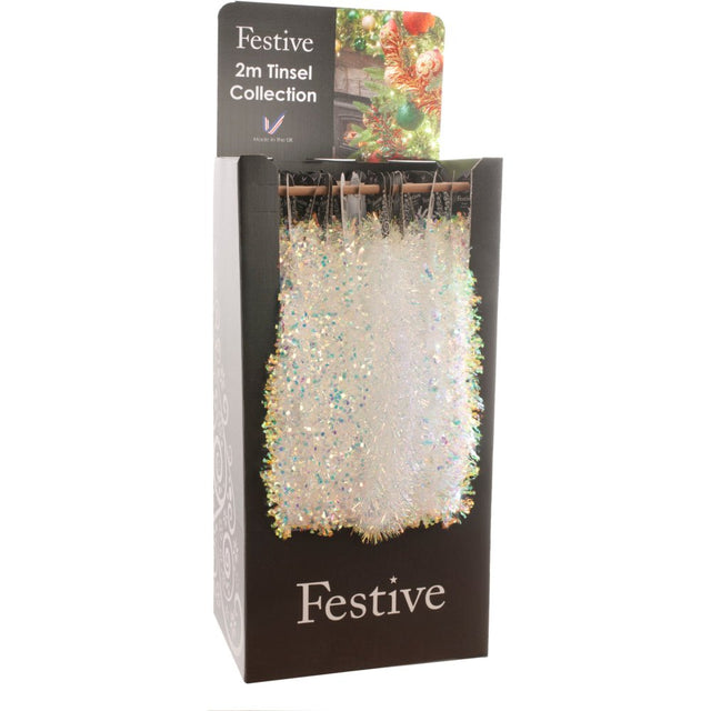 Luxury Iridescent Tinsel - 2m x 7.5cm - XMAS RIBBON TINSEL - Beattys of Loughrea