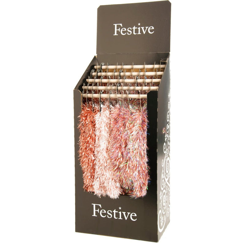 Luxury Downswept Rose Gold Tinsel 3 Assorted - 2m x 15cm - XMAS RIBBON TINSEL - Beattys of Loughrea