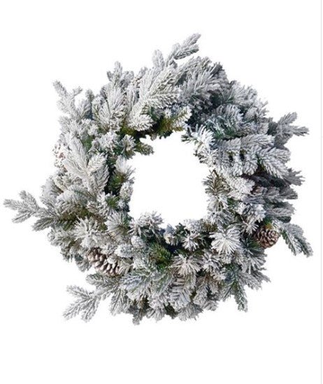 Snowy Dorchester Pine Wreath - 60cm - XMAS WREATHS - Beattys of Loughrea