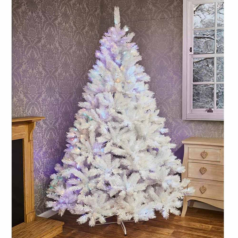 7ft (2.1m) Premier Pre-Lit White Spruce Tree with Iridescent Tips - Beattys of Loughrea , www.beattys.ie