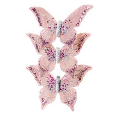 14.5cm 3pcs Burgundy Butterfly Clip - XMAS BAUBLES - Beattys of Loughrea