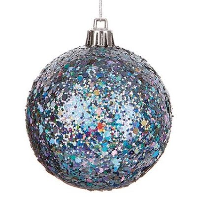 80mm Graphite Glitter S'Proof Bauble - XMAS BAUBLES - Beattys of Loughrea